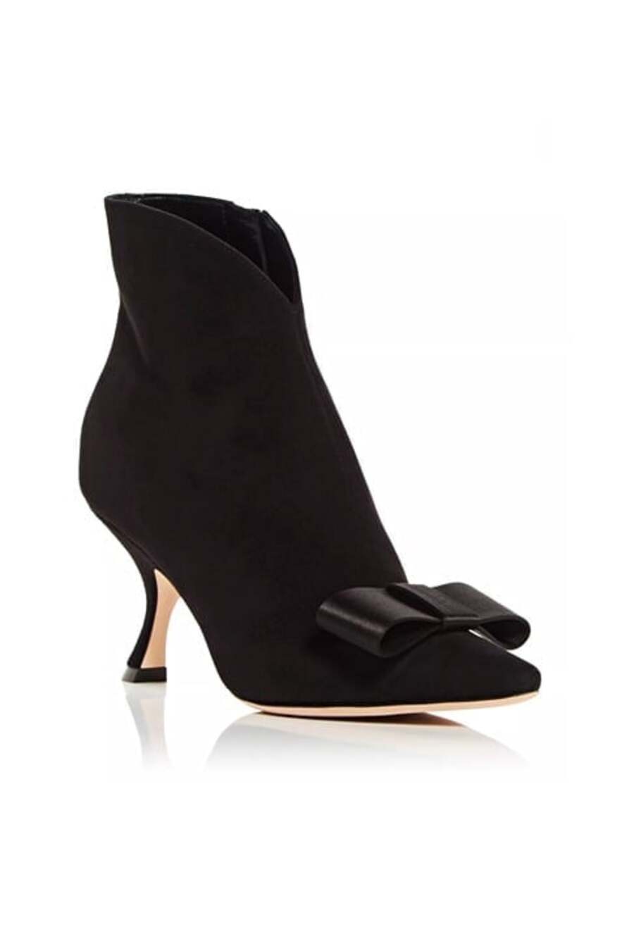 Giambattista Valli Women's Black Suede Bow Booties Size 41 (MSRP $950)